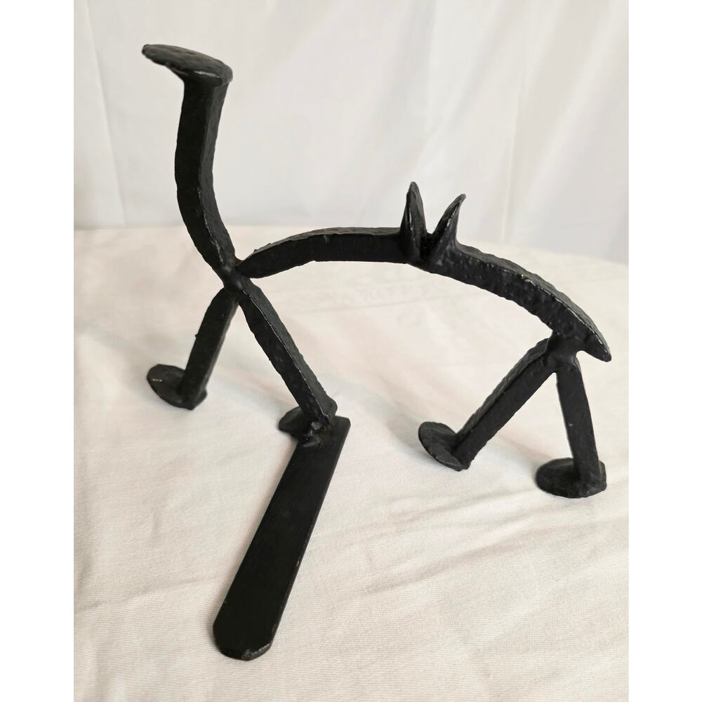 Cast Iron Animal Sculpture Figurine Black 5 1/2" Tall, 4" Wide, 8" Long